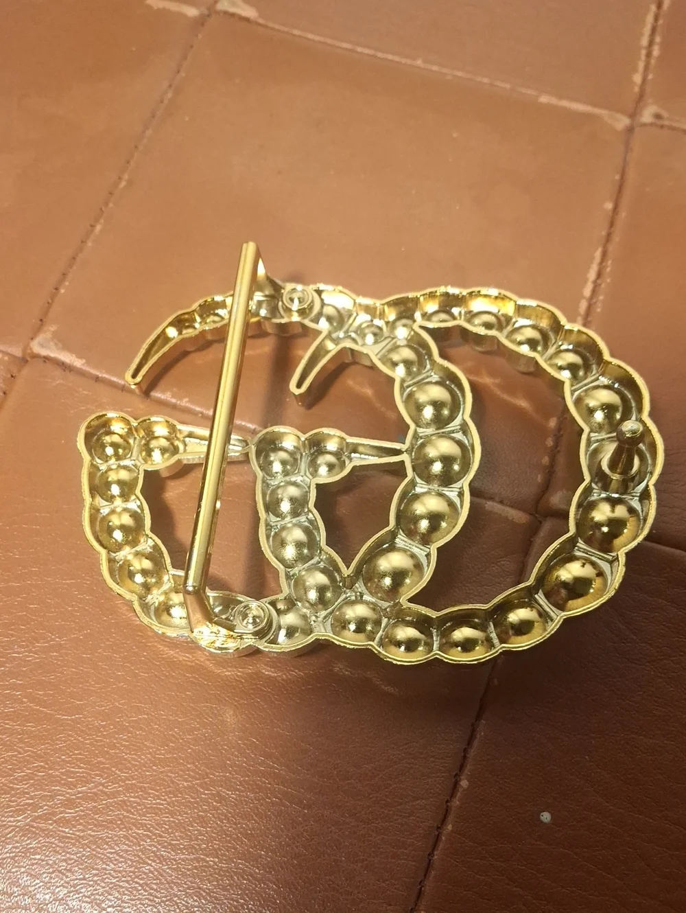 GG Pearl-Embellished Red Stretch Waist Belt